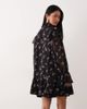 YAS YAS frill trim chiffon mini dress in black based floral print - 4