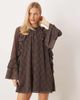 YAS YAS frill trim volume sleeves chiffon mini dress in brown plaid - 2