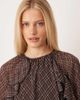 YAS YAS frill trim volume sleeves chiffon mini dress in brown plaid - 3