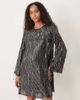 YAS YAS fringed sequin mini dress in black - 4