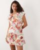 YAS YAS gathered mini dress with open back detail in mixed rose print-pink - 4