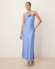 YAS YAS halter neck satin maxi dress with corsage detail in provence blue - 1