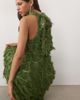 YAS YAS high neck feather textured maxi dress in chive green - 2