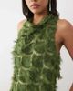 YAS YAS high neck feather textured maxi dress in chive green - 3