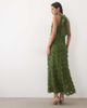 YAS YAS high neck feather textured maxi dress in chive green - 4
