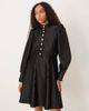 YAS YAS high neck satin mini dress with button front in black - 1