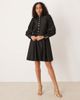 YAS YAS high neck satin mini dress with button front in black - 3