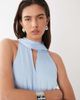 YAS YAS high neck scarf detail satin drapey midaxi dress in soft blue - 2