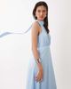YAS YAS high neck scarf detail satin drapey midaxi dress in soft blue - 3