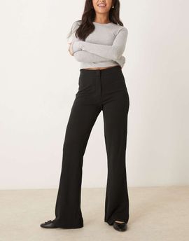 YAS YAS high waisted stretch flare pants in black