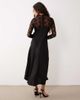 YAS YAS hybrid high neck lace top and satin slip dress in black - 4