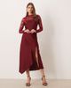 YAS YAS hybrid high neck lace top and satin slip dress in cabernet red - 1