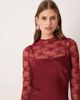 YAS YAS hybrid high neck lace top and satin slip dress in cabernet red - 2