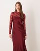 YAS YAS hybrid high neck lace top and satin slip dress in cabernet red - 3