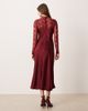 YAS YAS hybrid high neck lace top and satin slip dress in cabernet red - 4