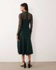 YAS YAS hybrid high neck lace top and satin slip dress in dark green - 4