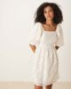 YAS YAS jacquard mini dress with puff sleeves in cream-White - 1