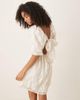 YAS YAS jacquard mini dress with puff sleeves in cream-White - 3