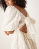 YAS YAS jacquard mini dress with puff sleeves in cream-White - 4