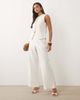 YAS YAS linen-touch wide leg tailored pants in pristine heather - part of a set-White - 1