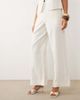 YAS YAS linen-touch wide leg tailored pants in pristine heather - part of a set-White - 2
