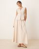 YAS YAS linen mix full midi skirt in birch cream-White - 1