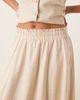 YAS YAS linen mix full midi skirt in birch cream-White - 2