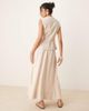 YAS YAS linen mix full midi skirt in birch cream-White - 3