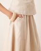 YAS YAS linen mix full midi skirt in birch cream-White - 4