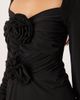 YAS YAS long ruched sleeves slinky maxi dress with rosette bodice in black - 4