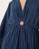 YAS YAS long sleeve gathered plissé jumpsuit in dark blue-Navy - 2