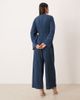 YAS YAS long sleeve gathered plissé jumpsuit in dark blue-Navy - 3