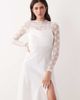 YAS YAS long sleeve lace underlay cami satin dress in gardenia white - 2