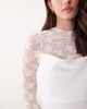 YAS YAS long sleeve lace underlay cami satin dress in gardenia white - 3