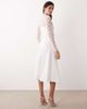 YAS YAS long sleeve lace underlay cami satin dress in gardenia white - 4
