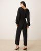 YAS YAS long sleeve tie waist plisse jumpsuit in black - 3
