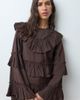 YAS YAS long sleeve tiered ruffle boho mini dress in chocolate brown - 2