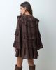 YAS YAS long sleeve tiered ruffle boho mini dress in chocolate brown - 3