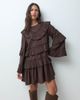 YAS YAS long sleeve tiered ruffle boho mini dress in chocolate brown - 4