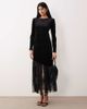 YAS YAS long sleeve velvet maxi dress with asymmetric sequined hem in black - 1