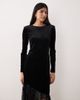 YAS YAS long sleeve velvet maxi dress with asymmetric sequined hem in black - 3