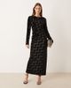 YAS YAS long sleeve velvet midi dress with ruching detail in black - 1