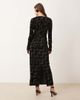 YAS YAS long sleeve velvet midi dress with ruching detail in black - 4