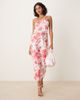 YAS YAS one shoulder red floral satin midaxi dress in white - 1