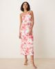 YAS YAS one shoulder red floral satin midaxi dress in white - 2