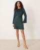 YAS YAS open back satin mini dress in dark green - 4