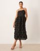 YAS YAS premium 3D floral applique midi dress in black - 1