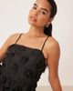 YAS YAS premium 3D floral applique midi dress in black - 4