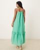YAS YAS premium crinkle ruffle hem detail cami maxi dress in gumdrop green - 3