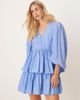 YAS YAS puff sleeve button front boho mini dress in provence blue - 1